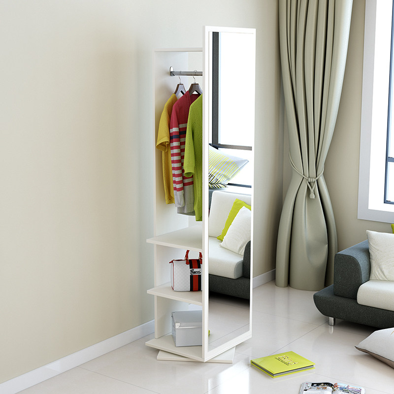 清新森林旋转穿衣镜全身落地试衣镜衣帽镜挂衣架卧室储物收纳镜子