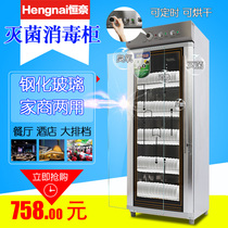 Hengnai 450L large capacity commercial disinfection cupboard vertical cabinet stainless steel bowls and chopsticks Hotel canteen kitchen tableware