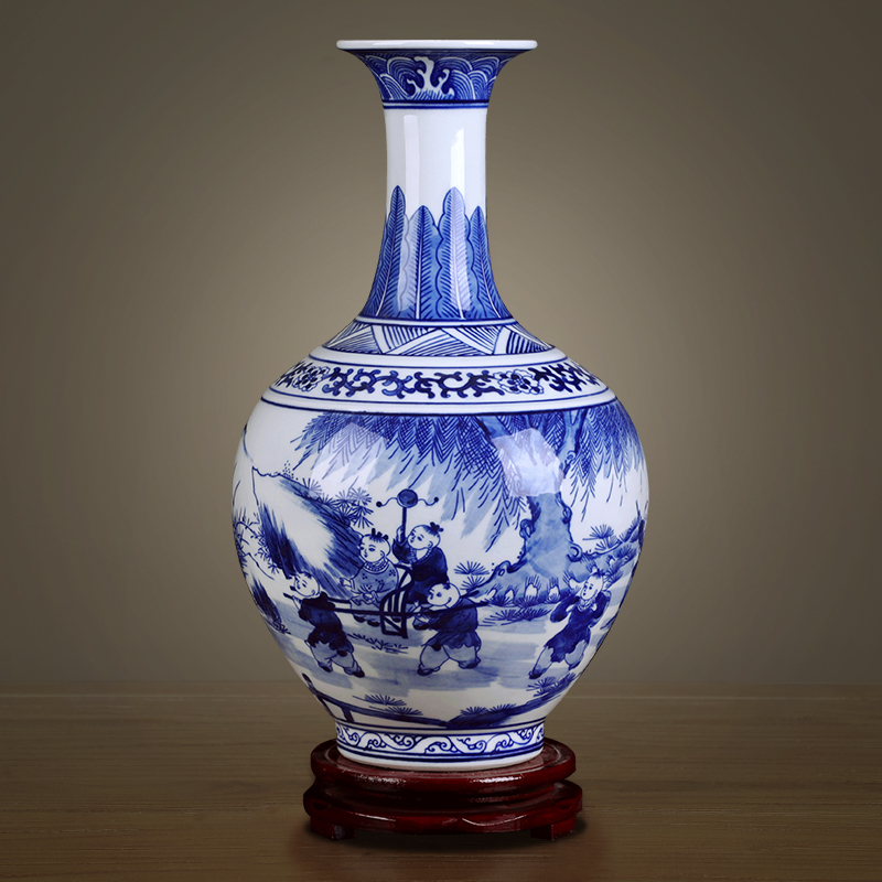 Jingdezhen ceramics hand archaize home sitting room adornment of new Chinese style of blue and white porcelain vase TV ark, furnishing articles