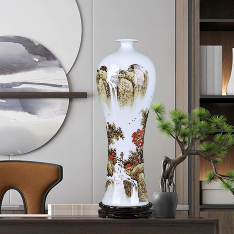 Jingdezhen ceramics hand - made scenery blue and white porcelain vase furnishing articles of Chinese style household act the role ofing is tasted, the sitting room TV cabinet decoration