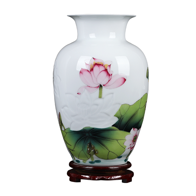 Thin body fragrant lotus creative and exquisite porcelain of jingdezhen ceramics ancient carve vases furnishing articles flower arranging hand - made ornaments