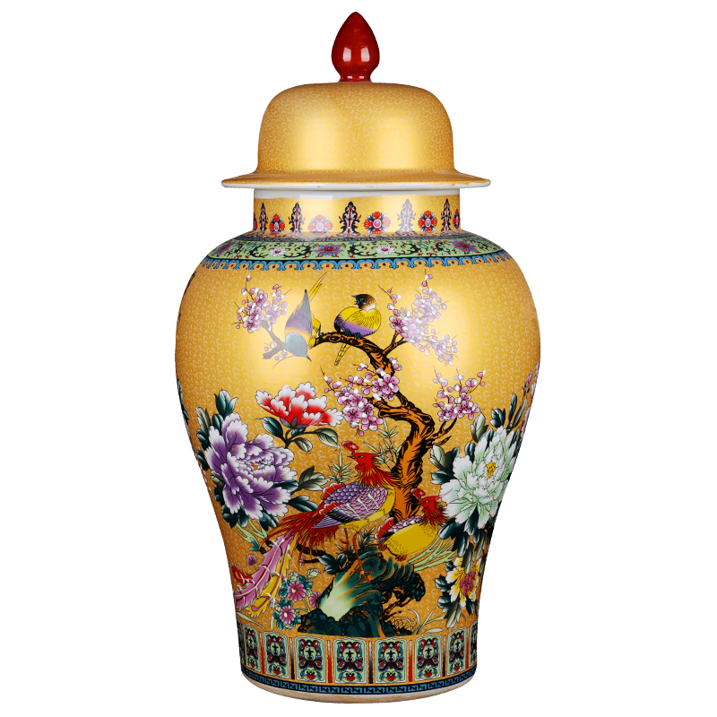 General archaize of jingdezhen ceramics powder enamel jar of large storage tank home sitting room TV ark adornment furnishing articles