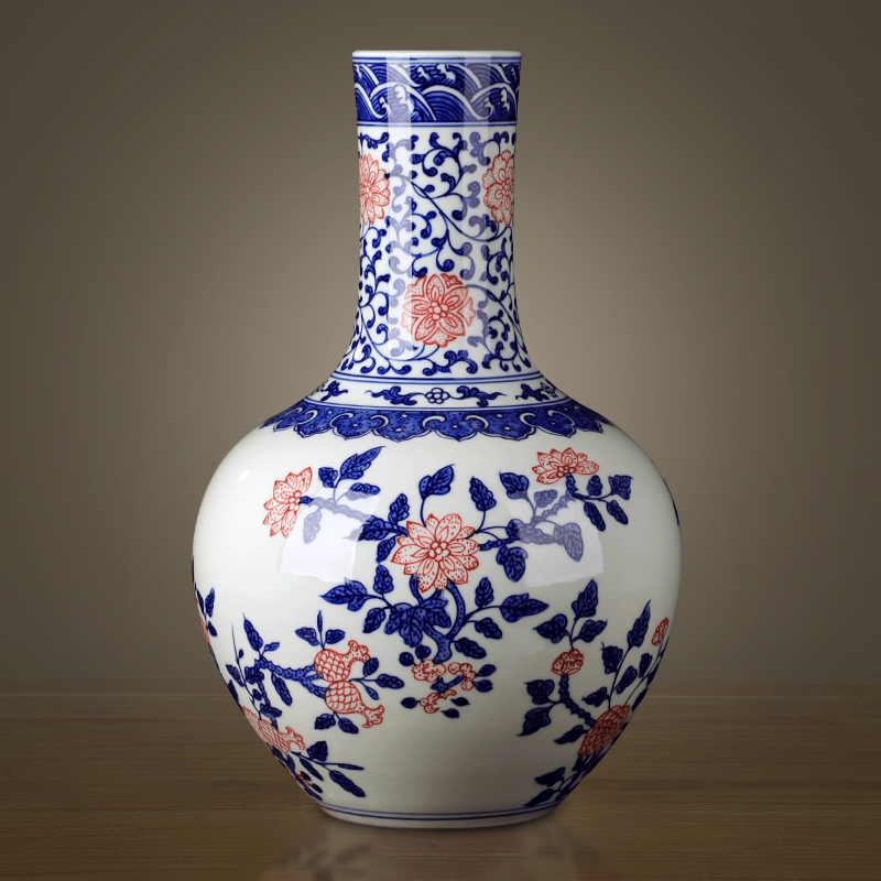 Jingdezhen ceramics glaze color antique hand - made under the blue and white porcelain vases, modern classical Chinese style household act the role ofing is tasted furnishing articles