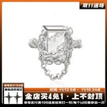 1STXULIE original sterling silver ring niche design cold wind mens and womens open ring broken chain ring