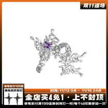 Touching water does not fade dislocation butterfly original niche design sterling silver ring moonstone cold wind opening index finger ring