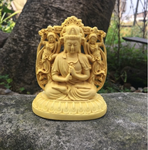 Boxwood carving Buddha statue Eight Treasures Buddha Void Hollow Bodhisattva Guanyin Bento Buddha Guardian God Tai Tai Tai car ornaments