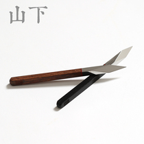 Puer tea knife handmade vintage solid wood open brick tea pry tea cone stainless steel tea needle Pear sandalwood open black tea knife