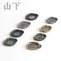 Vintage enamel color coaster Square creative alloy teacup holder Heat insulation mat Kung Fu Tea Road spare parts Japanese Tea mat