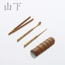 Bamboo tea Four-piece set Handmade bamboo tea Tea needle tea clip Tea pick tea spoon Tea Ceremony Four gentleman tea Ceremony Zero match