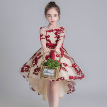 Childrens princess dress girl trailing evening dress Spring and Autumn Summer Girl host piano model catwalk