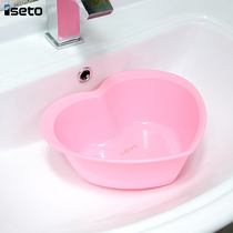 Japan imported thickened heart-shaped washbasin Heart-to-heart washbasin love heart-shaped cute pink white washbasin