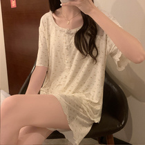 LOSTSOULS Japan Modale Ice Silk Pajamas 2021 Summer outside wearing two sets of thin undershirt short sleeve pants