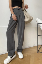 LOSTSOULS Japan Western Suit Pants Women 2022 Sport Leisure Loose Feeling High Waist Straight Drum Mopping Long Pants