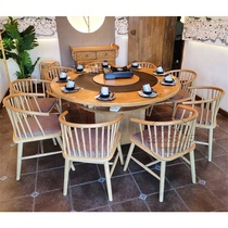 Hot Pot restaurant marble hot pot table induction cooker integrated commercial barbecue table barbecue solid wood dining table and chair commercial