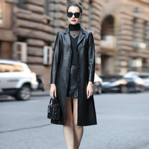 Henning genuine leather fur coat woman mid length 2021 spring autumn season new kneecap Knee Temperament Cashew Sheep Leather Windsuit Jacket