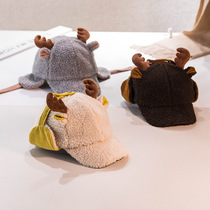 Antler lamb hair ear protection cap men and women baby fashion baseball cap cap ear protection cap autumn and winter warm tide