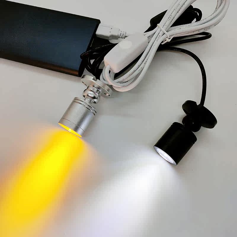 led微型迷你sub可调光3w小射灯可粘贴鱼缸手办模型机箱聚光彩色灯