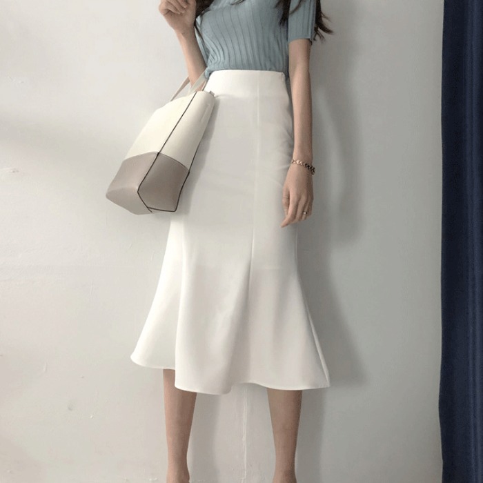 Fa-style South Korea Elegant Temperament Gentle Short Skirt High Waist A Character One Step Skirt half body dress Slim Fish Tail Skirt