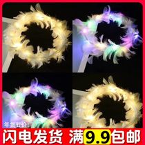 New luminous goose feather flower ring headgear Sparkling Fairy Badminton Head Stirrup Stall Night Market Net Red Performance Hot Selling Gifts