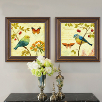 American country decoration painting restaurant retro triptych painting American stair hanging painting no hole quadruple flower and bird painting creativity
