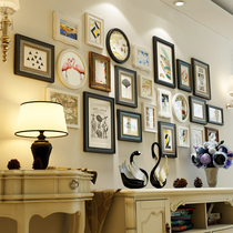 American photo wall solid wood European style combination painting simple simple European photo frame living room corridor retro old decorative painting