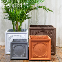 Ling Hongo Solar Pattern Cement Flower Pot Simple atmosphere Square Magnesium Clay Flower Pot Balcony Villa size Number
