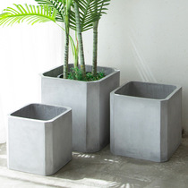 Square-mouth rounded corners square extra-large small size magnesium mud imitation cement flowerpots creative minimis Nordic green loola polygnasium