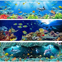 Long underwater world wallpaper self-adhesive wall stickers wall painting waterproof dolphin swimming pool custom mural background wall