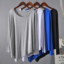 Modern dance practice clothes Loose round neck Modal bevel T-shirt top Long-sleeved dance team clothing performance men and women