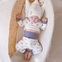 Japanese baby sleepwear suit pure cotton spring autumn and winter childrens split high waist and belly care baby clothes autumn clothes Hajamas