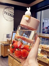 Japanese Fresh Mori Department Little Rabbit Glass Cup Female Portable Cute Water Glasses High Face Value and Inwind Personality Cups