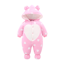 Baby conjoined clothes Net red baby cute super cute winter clothes newborn baby plus velvet thickened outer clothes