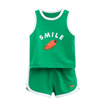 (Broken code clearance) boy sleeveless set baby Summer clothes girl baby cotton vest two-piece set