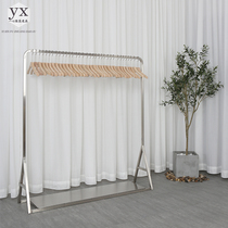 Clothing store display rack floor-standing shelf Mid-Island gantry stainless steel Gold floor rack hanging clothes shelf