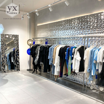 Womens Clothing Clothing Store Show Shelves Landing Style Stainless Steel Middle Island Clothes Hanger Creative Display Shelf Show Shelf Custom