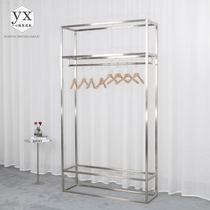 2021 clothing store display rack European style golden stainless steel womens clothing store Nakajima multi-layer combined clothes rack