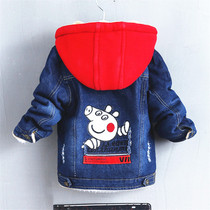 Boy gush jeans jacket 2 girls 6 great small and medium babies thick Korean version Winter 4 year olds 8 autumn winter clothing blouses