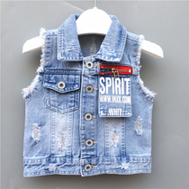 Baby Cowboy Waistcoat Slim male 1 1-3 year old girl Spring and autumn 2019 new foreign air pure cotton children black vests