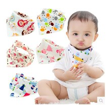 Baby saliva towel Baby triangle towel double-layer snap newborn childrens headscarf bib scarf spring and summer four seasons