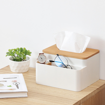 Creative tissue box Desktop living room Nordic multi-function coffee table Bamboo and wood napkin pumping paper remote control storage box