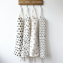Japanese fabric black and white apron 10 parent-child apron kitchen oil-proof simple fashion series apron baking shop
