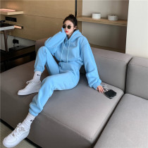 2021 Autumn Winter New Womens Casual Fashion Suit Clothing Plus Suede Thickened Bunch Foot Pants Two Sets Sportswear