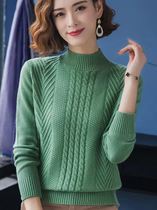 Autumn Winter Sheep Sweatshirt Lady Loose Sweater Knit Bottom Thickened Cashmere Undercoat Numb short and half high collar