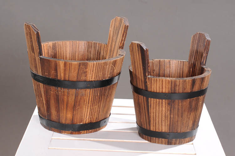 防腐木花桶吊桶木桶水桶提桶阳台花架摆件杂物个性创意木花盆复古