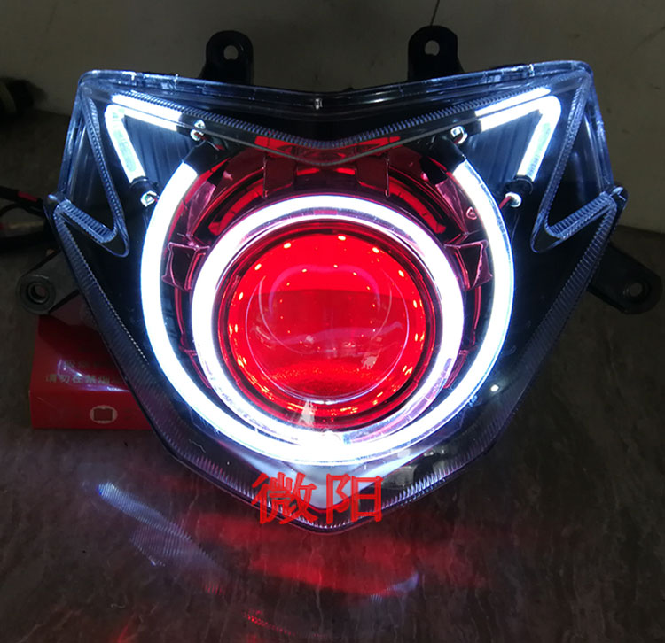 鬼火战速3代电动车三代摩托车改装q5海5透镜天使恶魔眼大灯总成灯