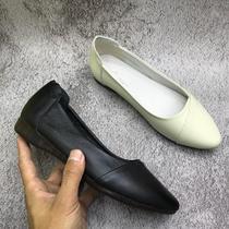 Brand clearance handling 2023 spring leather female soft sole soft solid cowskin simple female shoes comfortable flat shoes