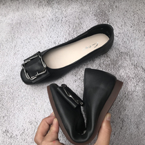 Brand withdraws 2023 new square shallow leather female soft soles soft - sole soft - leather soft - leather shoes fashion womens shoes