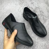 Decode Clearing handle 2023 black leather female soft soles soft - leather round head comfortable deep mouth flat shoes
