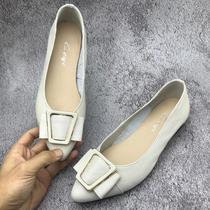 Brand clearance handling 2023 new leather female single shoe tip soft soft skin comfortable low and flat shoe woman