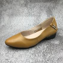 Decode Clearing handle 2023 leather female slip shoes low heel and comfortable tip shallow shoes